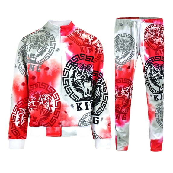 G-Style USA Men's Tiger King Tracksuit Set - Zipper Jacket and Sweatpants ST572 - Koi Fish - X-Large
