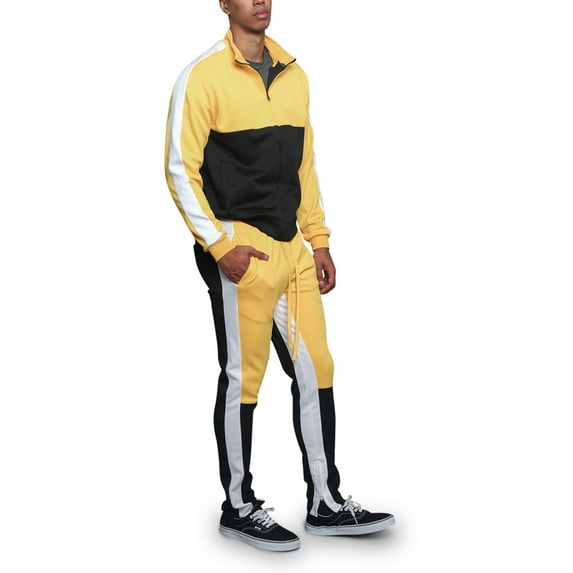 G-Style USA Men's Tri-Colored Track Suit Set ST5010-523 - Gold - 4X-Large