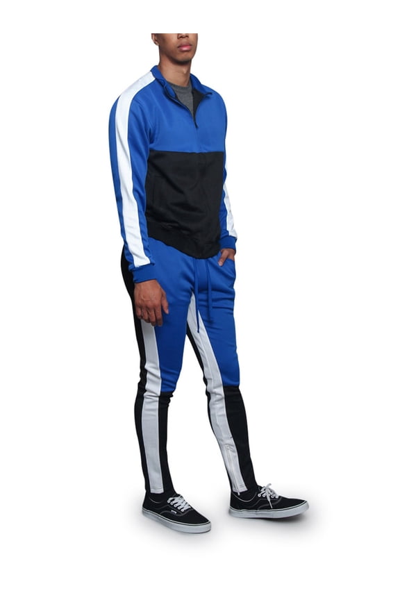 Men's Tri-Colored Track Suit Set ST5010-523 - Royal Blue - Small