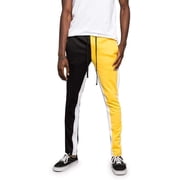 G-Style USA Mens Two Tone Color Blocked Track Pants TR544 - Gold/Black - X-Large