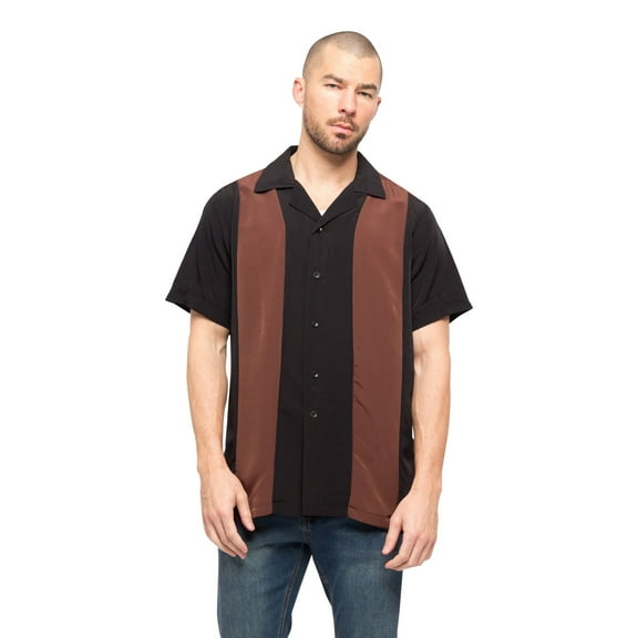G-Style USA Men's Two Tone Retro Button Down Bowling Shirts