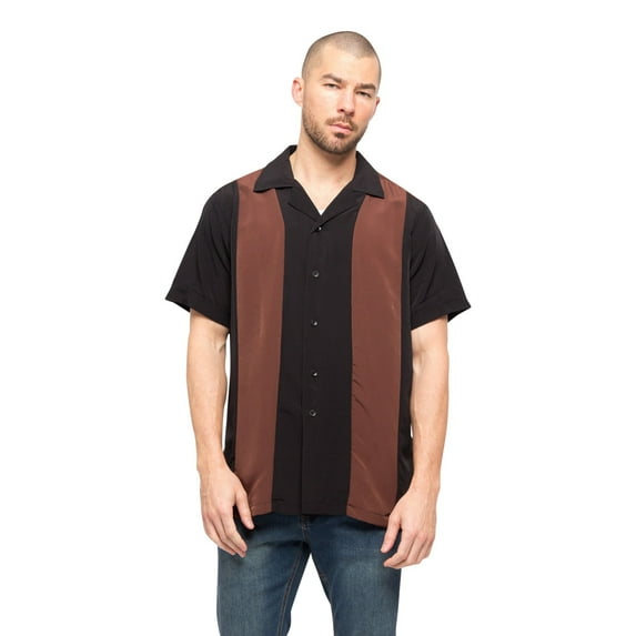 G-Style USA Men's Two Tone Retro Button Down Bowling Shirts