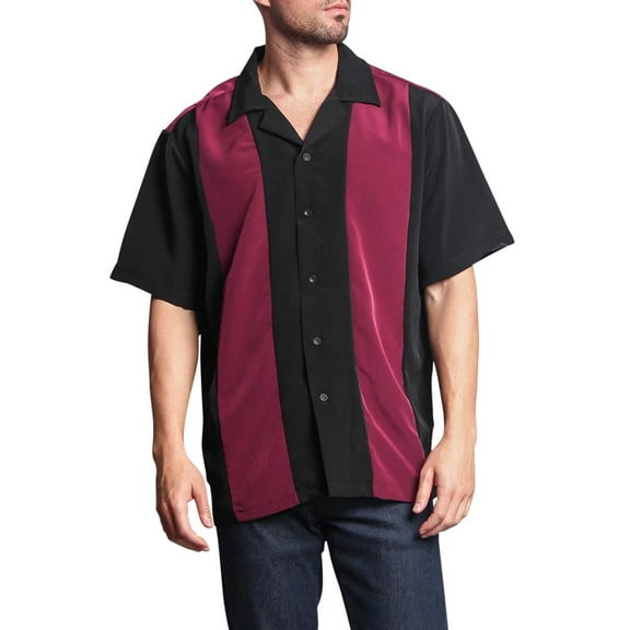 G-Style USA Men's Two Tone Retro Button Down Bowling Shirts