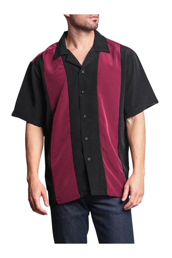Men's Two Tone Retro Button Down Bowling Shirts, Up To 5X