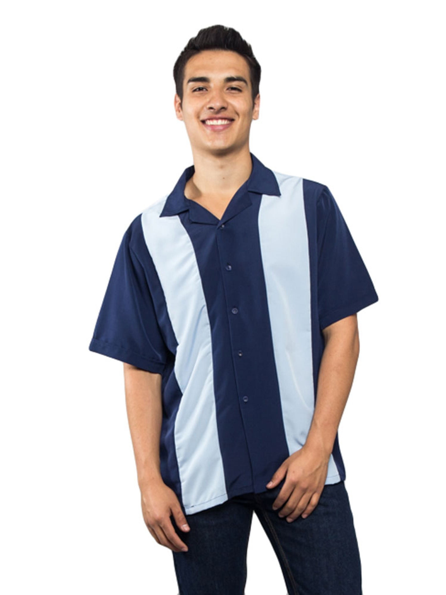 G-Style USA Men's Two Tone Retro Button Down Bowling Shirts, Up To