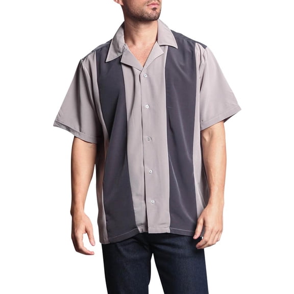 G-Style USA Men's Two Tone Retro Button Down Bowling Shirts