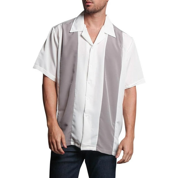 G-Style USA Men's Two Tone Retro Button Down Bowling Shirts
