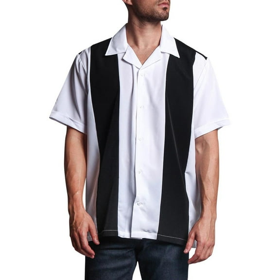 G-Style USA Men's Two Tone Retro Button Down Bowling Shirts