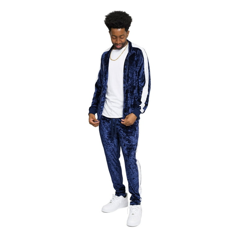 G-Style USA Men's Velvet Velour Tracksuit Set, Zipper Jacket and