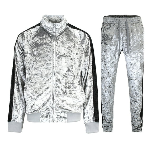 G-Style USA Men's Velvet Velour Tracksuit Set, Zipper Jacket and Sweatpants, Up to 5X
