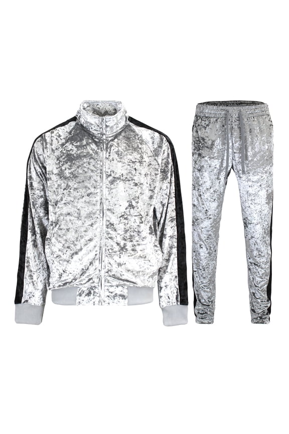 Men's Velvet Velour Tracksuit Set, Zipper Jacket and Sweatpants, Up to 5X