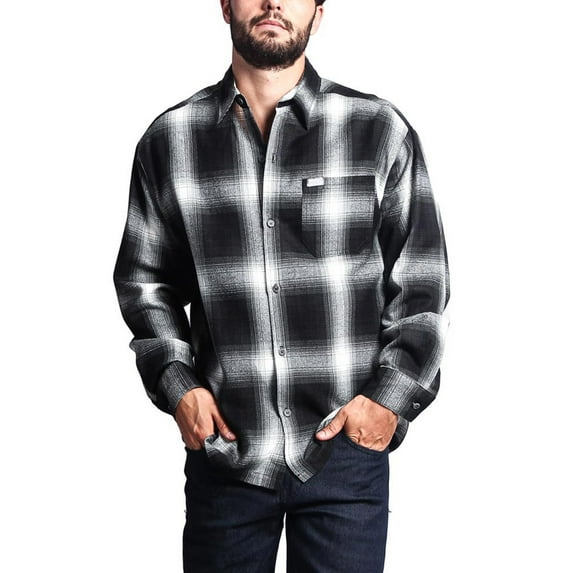 G-Style USA Men's Western Casual Plaid Long Sleeve Button Down Shirt Y2000 - Black - X-Large