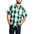 thumbnail image 1 of G-Style USA Men's Western Casual Plaid Short Sleeve Button Down Shirt Y2000S - Green - 4X-Large, 1 of 5