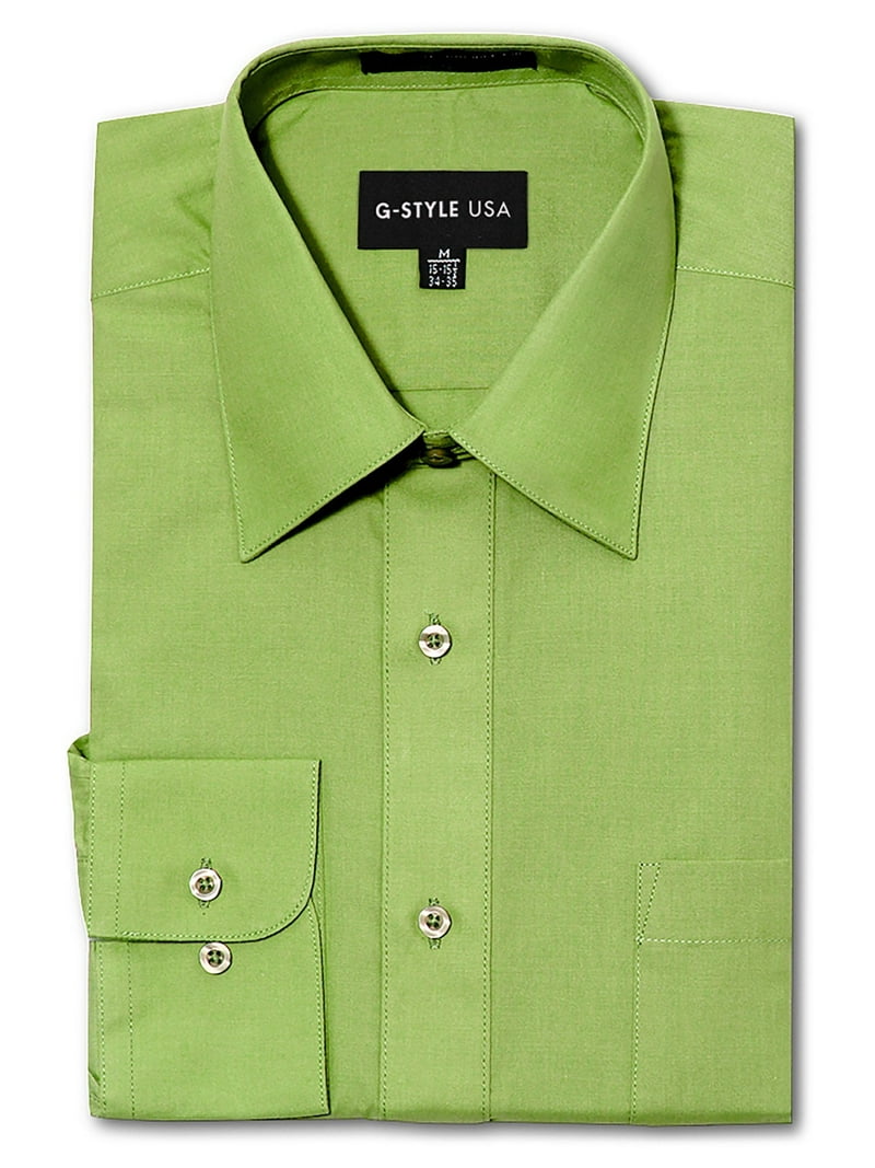 G-Style USA Men's Regular Fit Long Sleeve Solid Color Dress