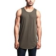 thumbnail image 1 of G-Style USA Solid Color Long Length Curved Hem Tank Top - Olive - X-Large, 1 of 5