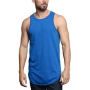 G-Style USA Solid Color Long Length Curved Hem Tank Top - Royal Blue - 5X-Large