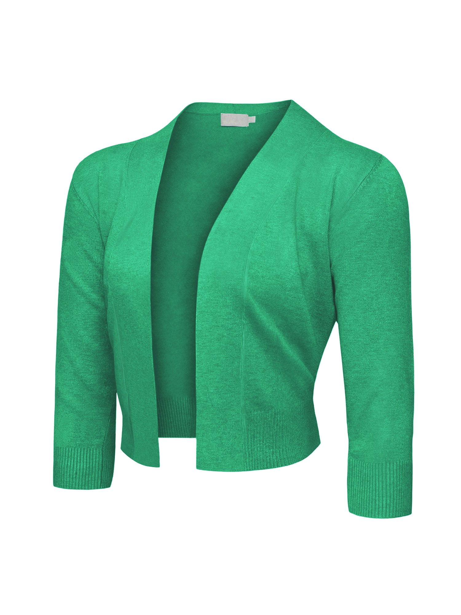 Women's 3/4 Sleeve Open Front Cropped Cardigan Sweater (S-XL)