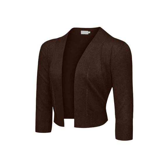 G-Style USA Women's 3/4 Sleeve Open Front Cropped Cardigan Sweater (S-XL)