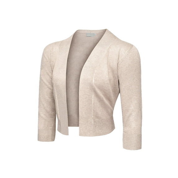 G-Style USA Women's 3/4 Sleeve Open Front Cropped Cardigan Sweater (S-XL)