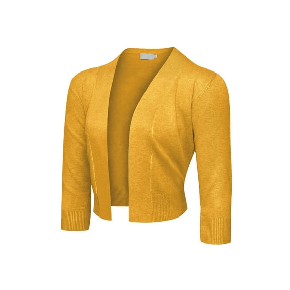 G-Style USA Women's 3/4 Sleeve Open Front Cropped Cardigan Sweater (S-XL)