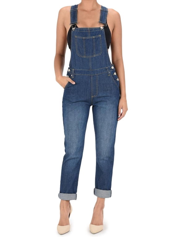 Women's Casual Slim Fit Adjustable Strap Denim Bib Overalls, up to 6X