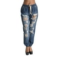 thumbnail image 1 of G-Style USA Women's Destructed Denim Jogger Jean Pants RJJ328 - Blue - Small, 1 of 4