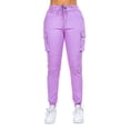 thumbnail image 1 of G-Style USA Women's Drawstring Waist Cargo Jogger Pants RJJ3405 Lavender Small, 1 of 4