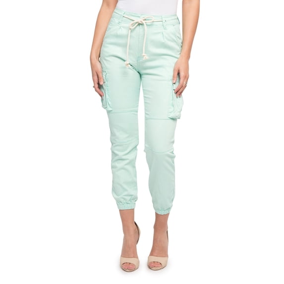 G-Style USA Women's Drawstring Waist Cargo Jogger Pants RJJ3645 Mint 3XL