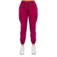 thumbnail image 1 of G-Style USA Women's Drawstring Waist Cargo Jogger Pants RJJ3645 Plum Small, 1 of 4
