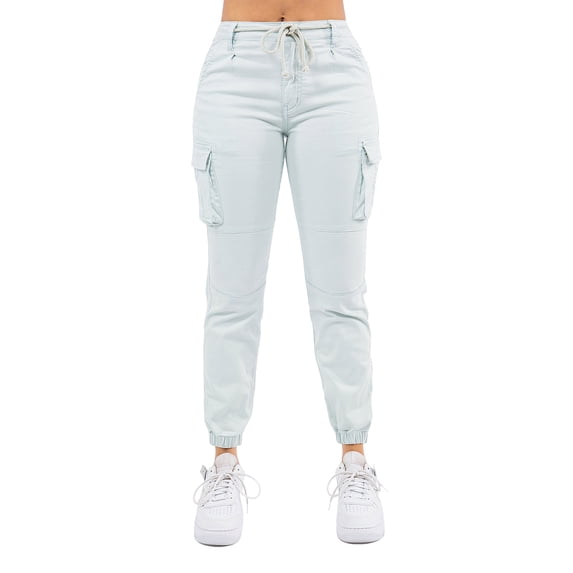 G-Style USA Women's Drawstring Waist Cargo Jogger Pants RJJ3645 Sky X-Large