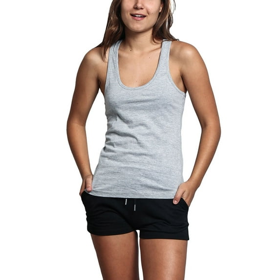 G-Style USA Women's Lightweight Scoop Neck Tank Top (2-Pack) LTT13191 - Heather Gray - Large