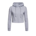 thumbnail image 1 of G-Style USA Women's Long Sleeved Crop Top Hoodie LH13118 - Heather Gray -Large, 1 of 8