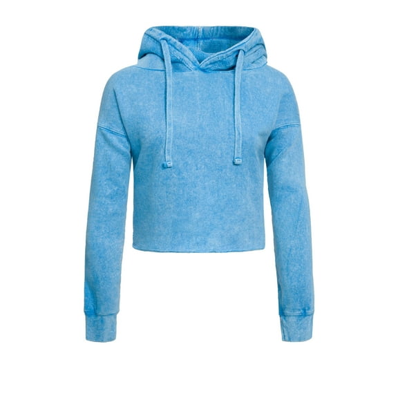 G-Style USA Women's Long Sleeved Crop Top Hoodie LH13118 - Mineral Blue - X-Large