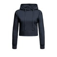 thumbnail image 1 of G-Style USA Women's Long Sleeved Crop Top Hoodie LH13118 - Navy -Large, 1 of 8