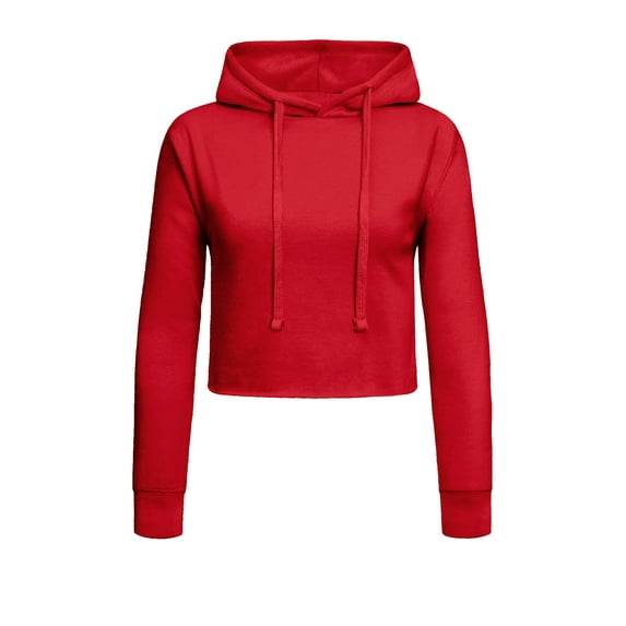 G-Style USA Women's Long Sleeved Crop Top Hoodie LH13118 - Red -Large