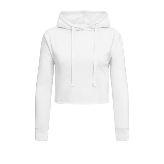 G-Style USA Women's Long Sleeved Crop Top Hoodie LH13118 - White - X-Large