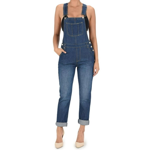 G-Style USA Women's Slim Fit Denim Bib Overalls - Blue - 5X-Large