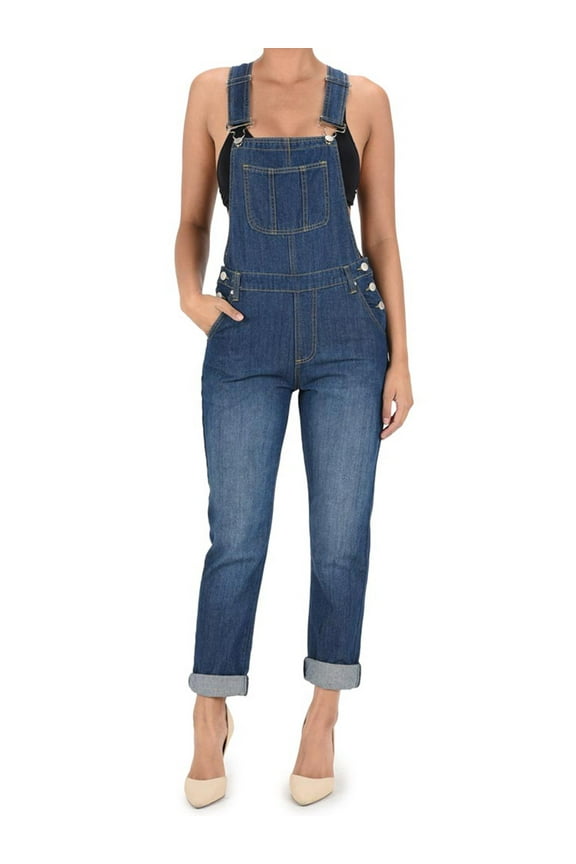 Women's Slim Fit Denim Bib Overalls - Blue - 5X-Large