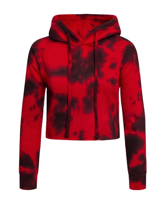 Women's Tie Dye Crop Top Hoodie Sweatshirt LH13118 - Cloud Red - Medium