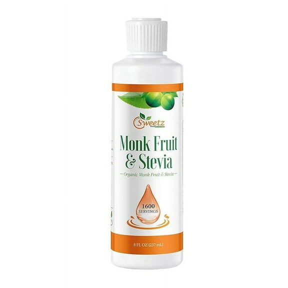 G-Sweetz Monk Fruit & Stevia Liquid Sweetener Drops - Natural Sweeteners & Sugar Alternatives - Blend with No Bitter Aftertaste - Concentrated Sweetener Liquid Drops Extract 8 FL OZ (1600 Servings)