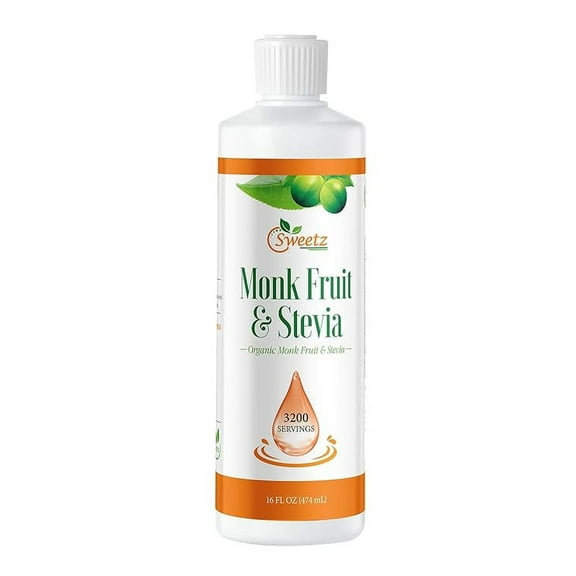 G-Sweetz Monk Fruit & Stevia Liquid Sweetener Drops - Natural Sweeteners & Sugar Alternatives - Blend with No Bitter Aftertaste - Concentrated Sweetener Liquid Drops Extract 16 FL OZ (3200 Servings)