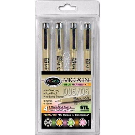 G T Luscombe 161320 Pen Pigma Micron Ultra Fine & Medium Point Bible Note Pen - Set of 4