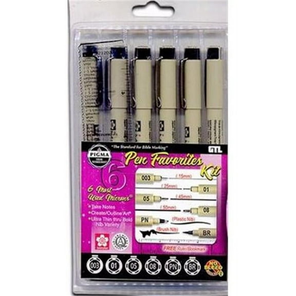 G T Luscombe 161327 No. 6 Pen Pigma Micron Favorites Kit