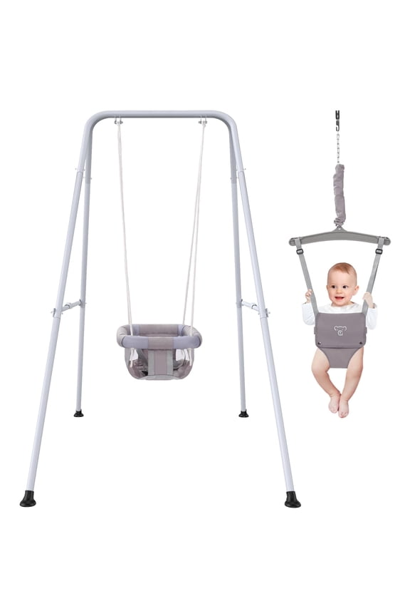 2-in-1 Baby Jumper and Swing, Indoor Outdoor Baby Swing for 6-24 Months Infant Toddler