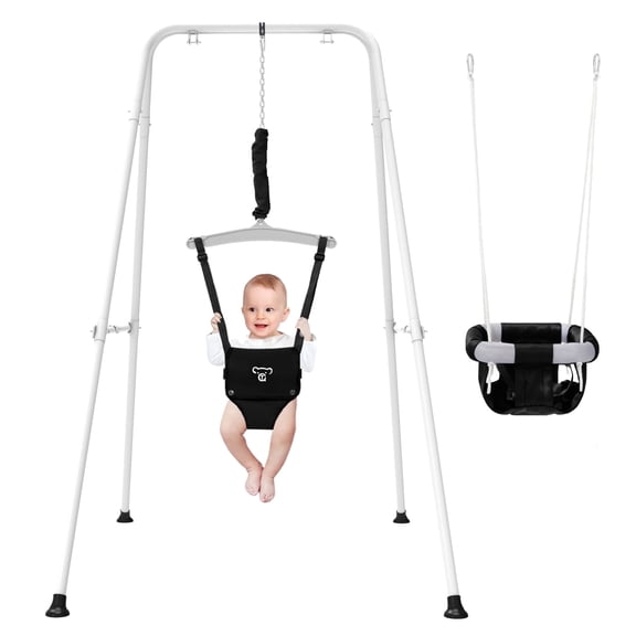 G TALECO GEAR 2-in-1 Baby Jumper and Swing, Indoor&Outdoor Baby Swing for 6-24 Months Infant Toddler, Black