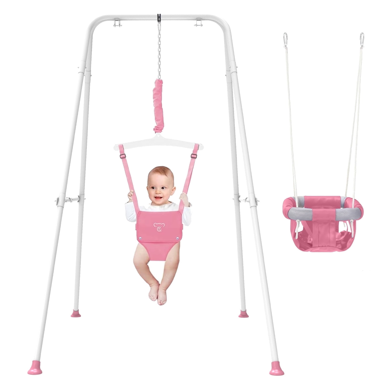 G TALECO GEAR 2-in-1 Baby Jumper and Swing, Indoor&Outdoor Baby Swing for 6-24 Months Infant Toddler, Pink
