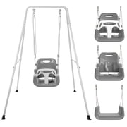 G TALECO GEAR 3-in-1 Toddler Swing Sets for Backyard, Comfy Baby Swing Outdoor Indoor, Kids Swing with Metal Stand, Gray