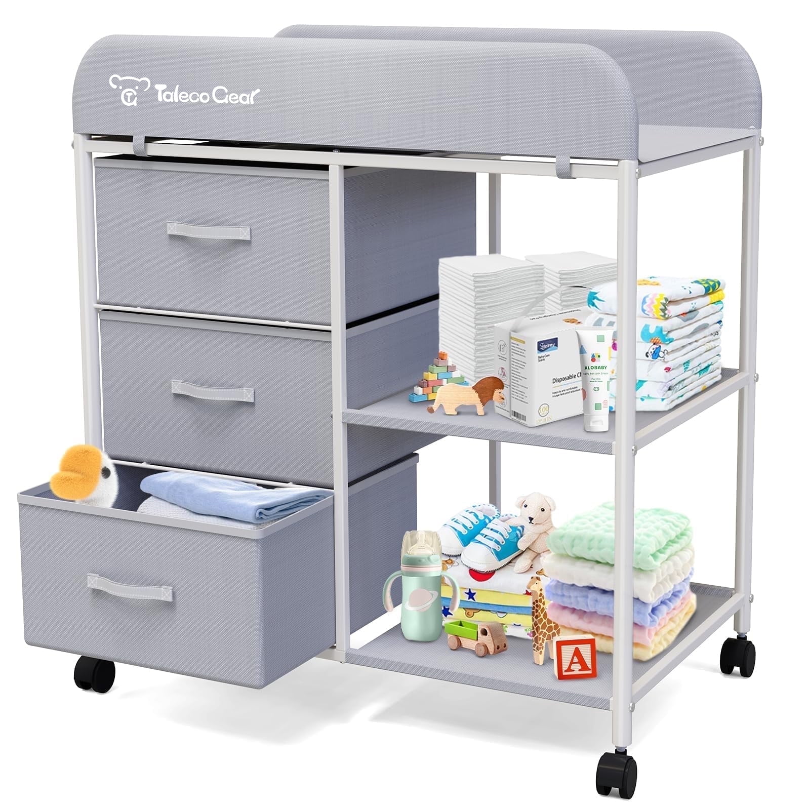 Walmart Coupons of G TALECO GEAR Baby Changing Table, Rolling Diaper Changing Station with Wheels, Waterproof, Light Gray