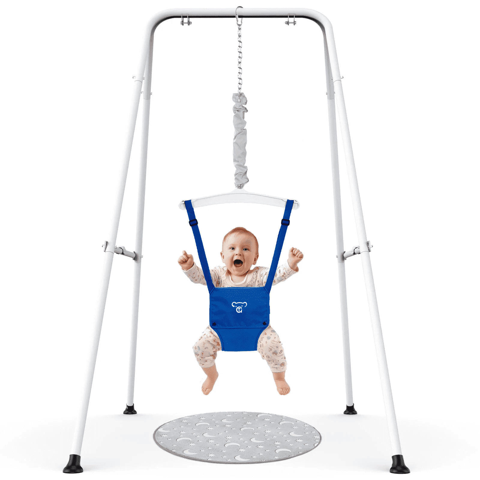 G TALECO GEAR Baby Jumper with Stand, Portable Baby Bouncers and Jumpers with Floor Mat, Jumper for Baby Boys/Girls, Blue