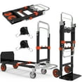 thumbnail image 1 of 3-in-1 Heavy Duty Folding Dolly, Convertible Hand Truck Portable Steel with Telescopic Handle & Dolly Cart with Rubber Wheels, 580LB Capacity,Orange, 1 of 7